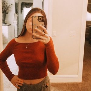 brandy melville✨— red off the shoulder top!!